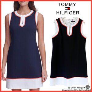 Tommy Hilfiger SCUBA Color Block Sheath Dress Size 14 Sleeveless Excellent Cond